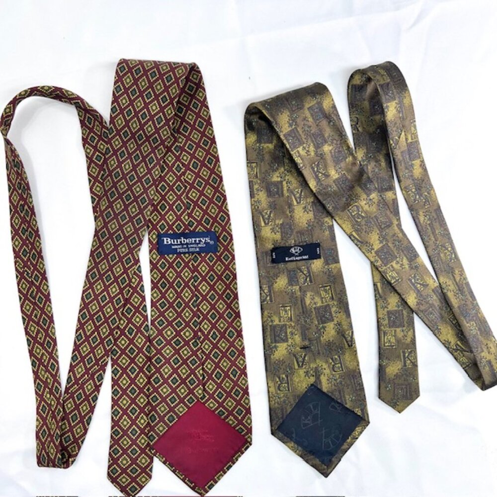 Set: 2 Neckties Burberry Paisley & Karl Linger Paris+1Burberry Handkerchief(53 - Picture 15 of 16